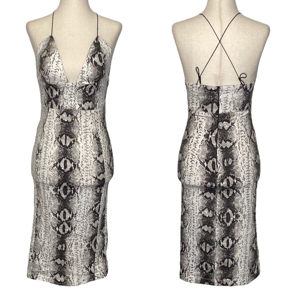 Rare London Snakeskin Print Midi Dress